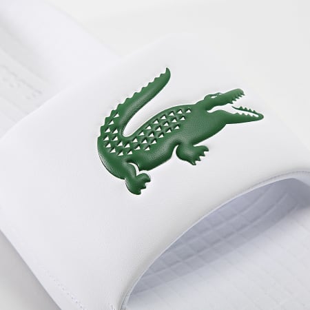 Lacoste - Sandalias Serve Slide 1.0 Logo Cocodrilo Blanco