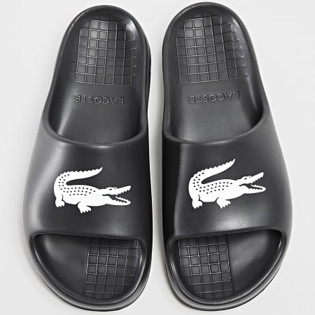 Lacoste Croco Slide Claquette Lacoste Noir Et Blanc Lacoste - Main Image