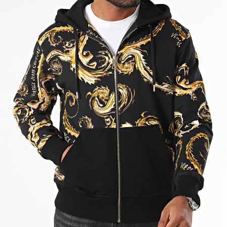 Versace Jeans Couture - Chromo Couture 77GAI3Z1-FS121 Zwart Goud Renaissance Hooded Zip Sweat Top