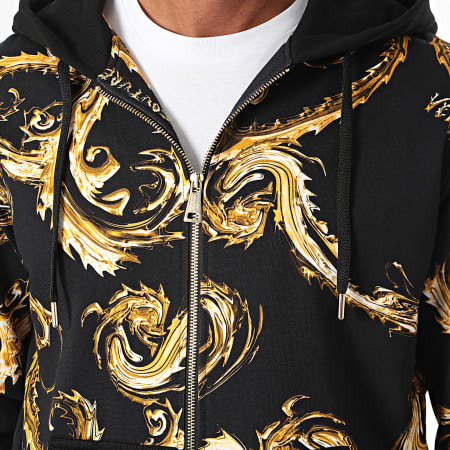 Versace Jeans Couture - Chromo Couture 77GAI3Z1-FS121 Sudadera con capucha y cremallera Black Gold Renaissance