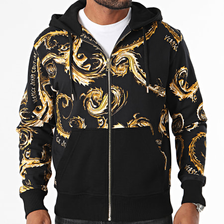 Versace Jeans Couture - Chromo Couture 77GAI3Z1-FS121 Zwart Goud Renaissance Hooded Zip Sweat Top