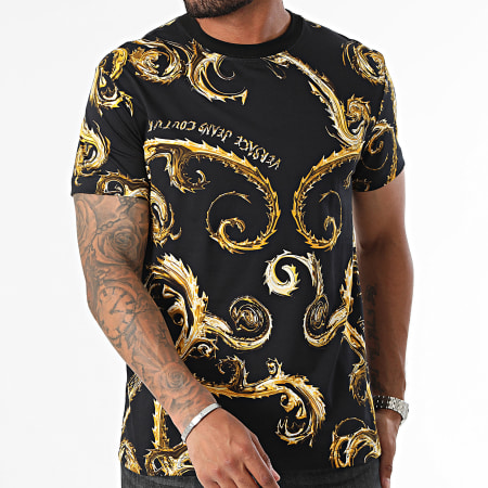 Versace Jeans Couture - Tee Shirt Stampa Chromo Couture 77GAH6S0-JS388 Nero Oro Rinascimento