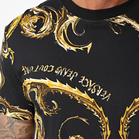 Versace Jeans Couture - Tee Shirt Print Chromo Couture 77GAH6S0-JS388 Zwart Goud Renaissance