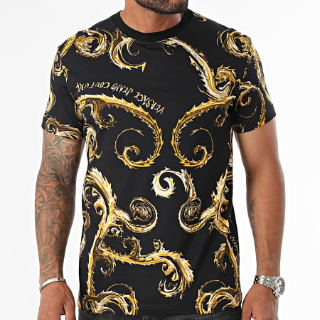 Versace Jeans Couture - Tee Shirt Stampa Chromo Couture 77GAH6S0-JS388 Nero Oro Rinascimento