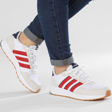 Adidas Performance - Run 60s J IE6441 Calzado Blanco Rojo Colegiado Azul Oscuro Zapatillas Mujer