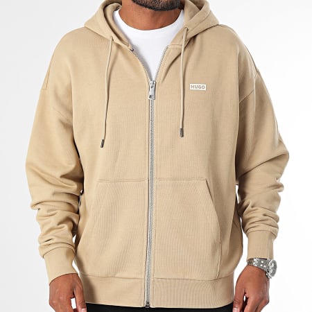 Hugo Blue - Sudadera oversize con capucha y cremallera Nardimez 50520017 Beige