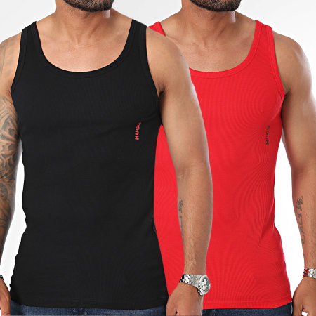 HUGO - Lote de 2 camisetas de tirantes 50469790 Negro Rojo