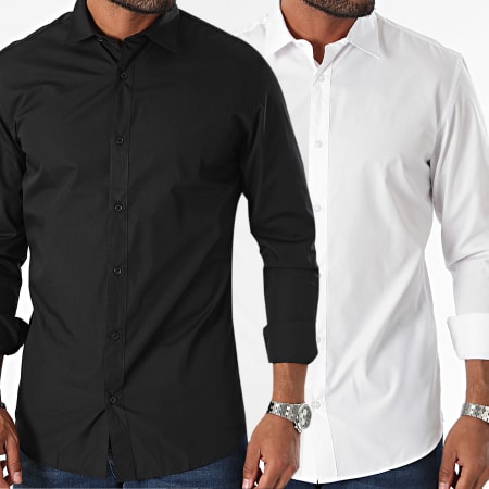 Jack And Jones - Lot De 2 Chemises A Manches Longues Joe Blanc Noir