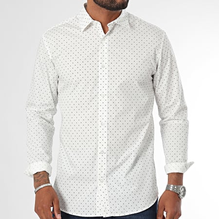 Jack And Jones - Joe Print Camisa Manga Larga Blanca