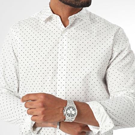 Jack And Jones - Joe Print Camisa Manga Larga Blanca