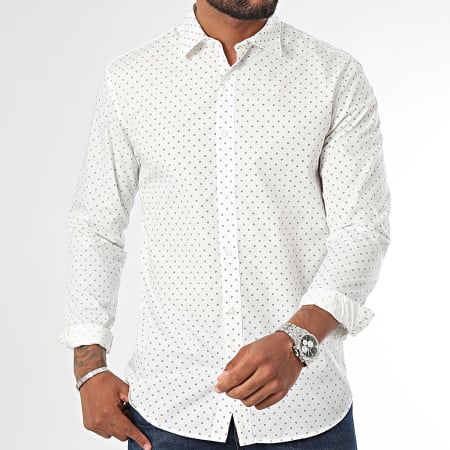 Jack And Jones - Joe Print Shirt Lange Mouw Wit