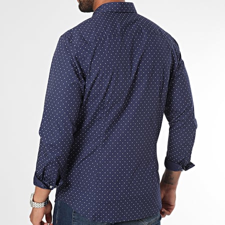 Jack And Jones - Chemise Manches Longues Joe Print Bleu Marine