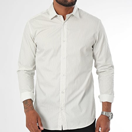 Jack And Jones - Camisa de manga larga Joe Print White Striped