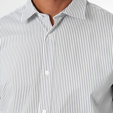 Jack And Jones - Joe Print Camicia a righe a maniche lunghe Bianco Blu Navy