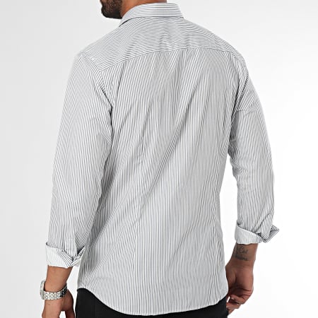 Jack And Jones - Joe Print Camisa Manga Larga Rayas Blanco Azul Marino