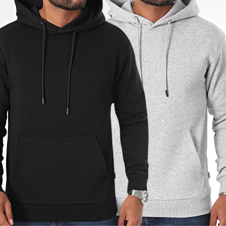 Jack And Jones - Lot De 2 Sweats Capuche Bradley Gris Chiné Noir