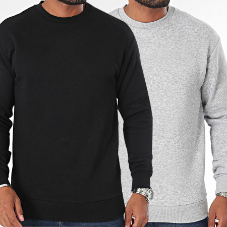 Jack And Jones - Lot De 2 Sweats Crewneck Bradley Gris Chiné Noir