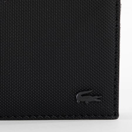 Lacoste - Cartera de Piel con Logo Cocodrilo Metal Negro