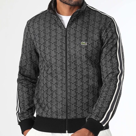 Lacoste - Cocodrilo Logotipo Bordado Cremallera Chaqueta Regular Fit Heather Negro