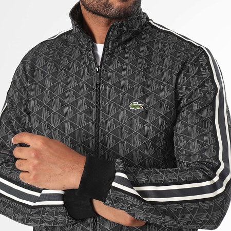 Lacoste - Cocodrilo Logotipo Bordado Cremallera Chaqueta Regular Fit Heather Negro