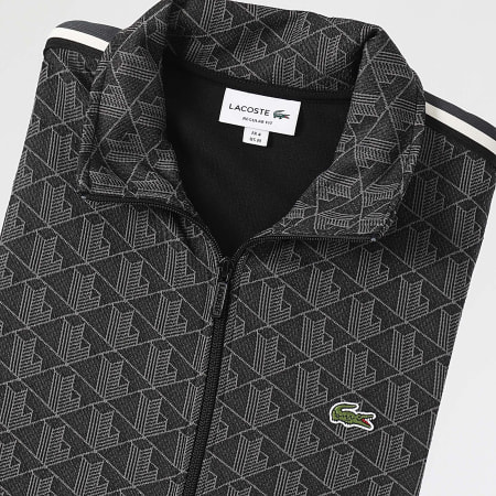 Lacoste - Veste Zippée Logo Brodé Crocodile Regular Fit Noir Chiné