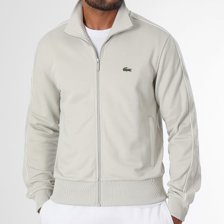 Lacoste - Veste Zipp?�e Logo Brod?� Crocodile Regular Fit Gris - LaBoutiqueOfficielle.com