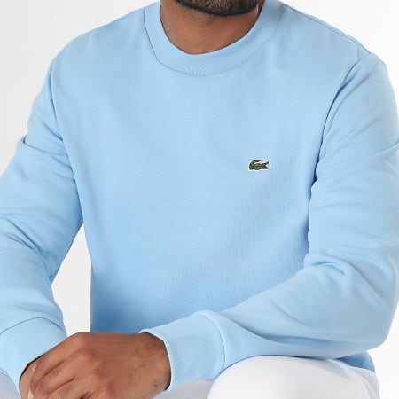 Lacoste - Sweat Crewneck Logo Brodé Crocodile Bleu Clair