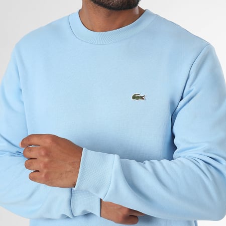 Lacoste - Felpa girocollo con logo ricamato in coccodrillo blu chiaro