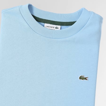 Lacoste - Felpa girocollo con logo ricamato in coccodrillo blu chiaro