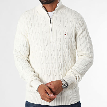 Tommy Hilfiger - Classic Cable Zip Sweater 6532 Blanco