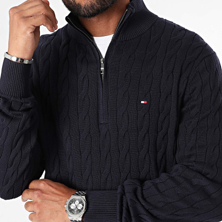 Tommy Hilfiger - Maglione classico con zip a cavo 6532 Navy