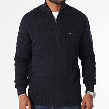 Tommy Hilfiger - Maglione classico con zip a cavo 6532 Navy