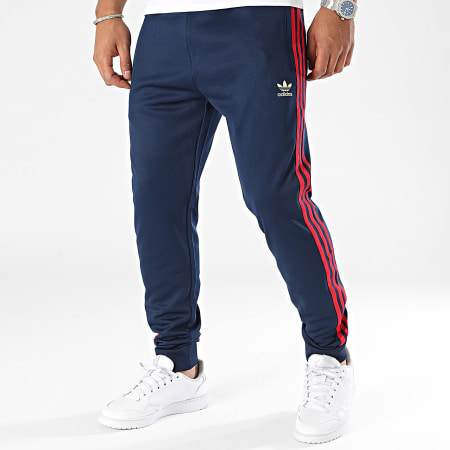 Adidas Originals - SST IY9870 Pantaloni da jogging con bande ricamate, color navy