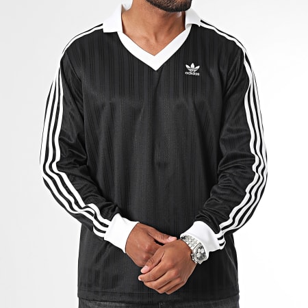 Adidas Originals - IZ4808 Zwart T-shirt met lange mouwen en spike strepen