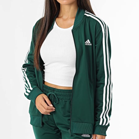 Adidas Sportswear - Tuta sportiva a 3 strisce da donna IJ8785 Verde bottiglia