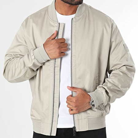 Calvin Klein - Satijn Stretch Hero Beige Bomber Jacket