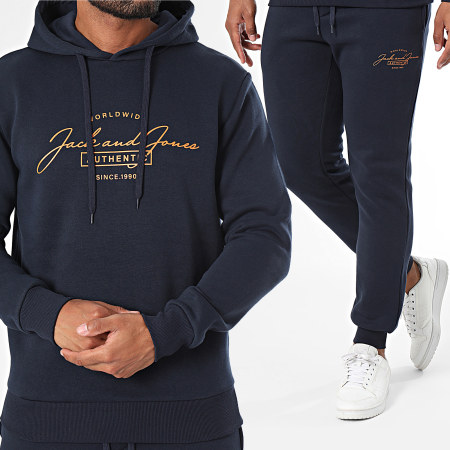 Jack And Jones - Set di pantaloni da jogging e felpa con cappuccio blu navy