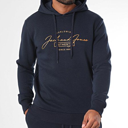 Jack And Jones - Ferris Navy Blauw Sweatshirt met capuchon en Joggingbroek Set