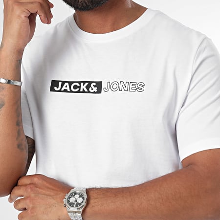 Jack And Jones - Confezione da 3 magliette con logo Corp Bianco Blu Navy Nero