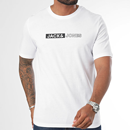 Jack And Jones - Confezione da 3 magliette con logo Corp Bianco Blu Navy Nero