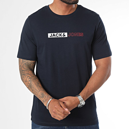 Jack And Jones - Confezione da 3 magliette con logo Corp Bianco Blu Navy Nero