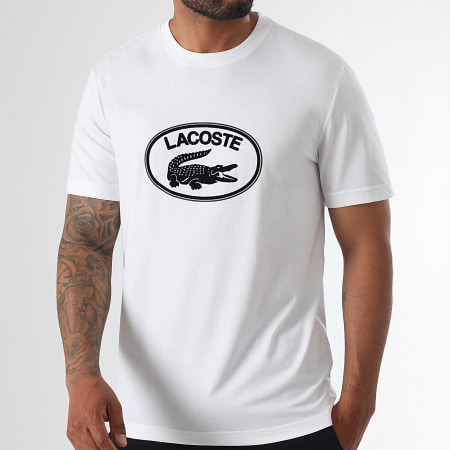 Lacoste - Tee Shirt Big Logo Crocodile Regular Fit Blanc
