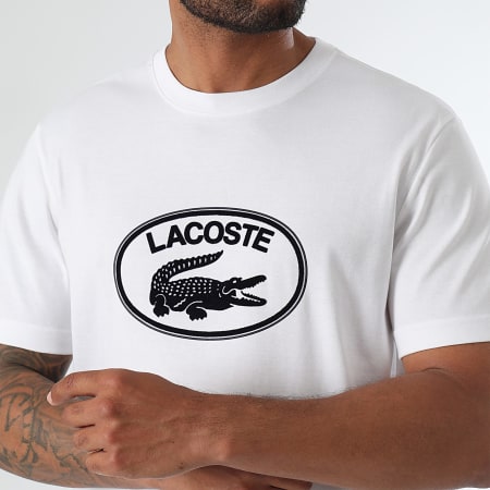 Lacoste - Tee Shirt Big Logo Crocodile Regular Fit Blanc