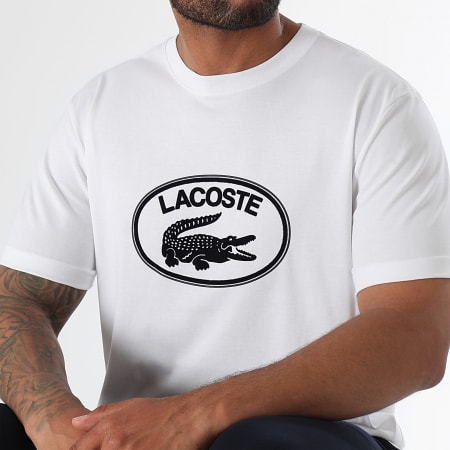 Lacoste - Tee Shirt Big Logo Crocodile Regular Fit Blanc