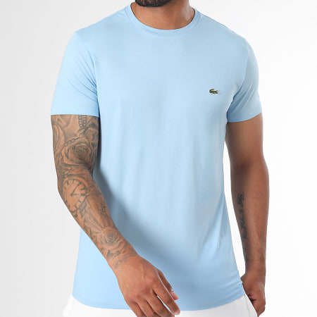 Lacoste - Tee Shirt Logo Brodé Crocodile Regular Fit Bleu Clair