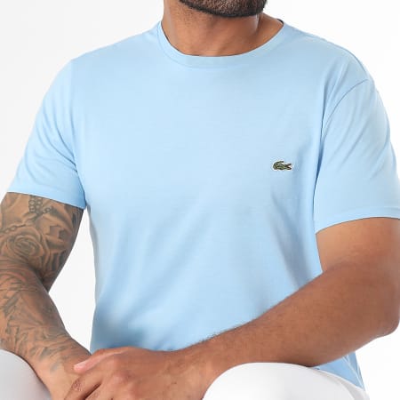 Lacoste - Tee Shirt Logo Brodé Crocodile Regular Fit Bleu Clair