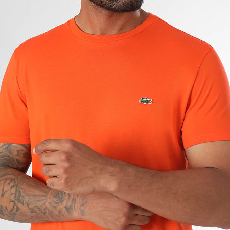 Lacoste - Geborduurd Krokodillen Logo T-shirt Regular Fit Oranje