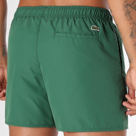 Lacoste - Shorts de baño cortos con estampado de cocodrilo Verde oscuro