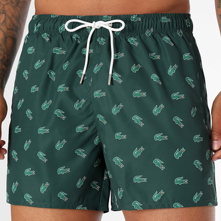 Lacoste - Short De Bain Logo Crocodile Vert Foncé