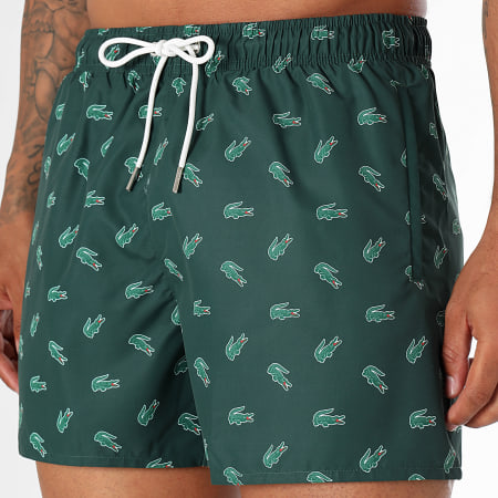 Lacoste - Pantaloncini da bagno con logo coccodrillo verde scuro